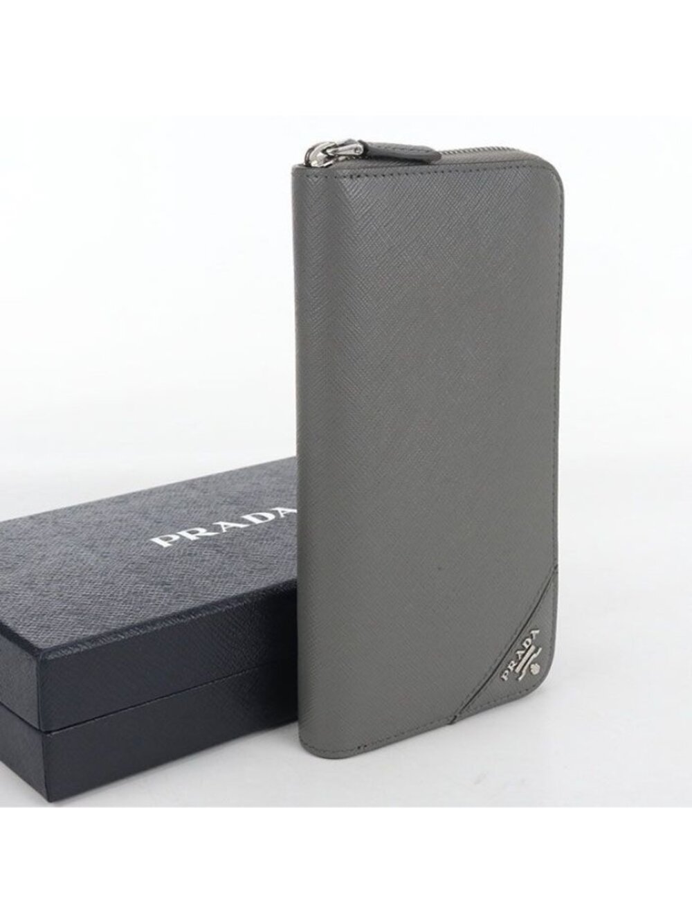 Prada Saffiano Leather Wallet Zip Around